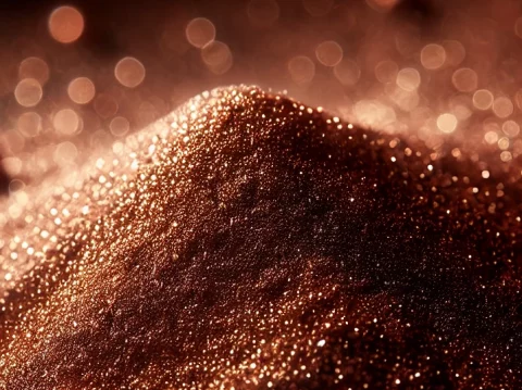 Copper powder, ultra-finely and evenly spread across the surface, resembling delicate dust particles. The powder should have a rich copper metallic sh (2) Copper powder, ultra-finely and evenly spread across the surface, resembling delicate dust particles. The powder should have a rich copper metallic sh (2)