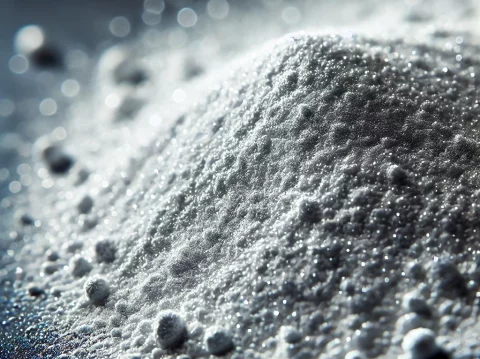 Fine aluminum powder, finely and evenly spread across the surface, resembling delicate dust particles. The powder should have a light silver metallic Fine aluminum powder, finely and evenly spread across the surface, resembling delicate dust particles. The powder should have a light silver metallic